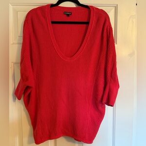 Tomato Red/ Salmon Short-sleeved Sweater